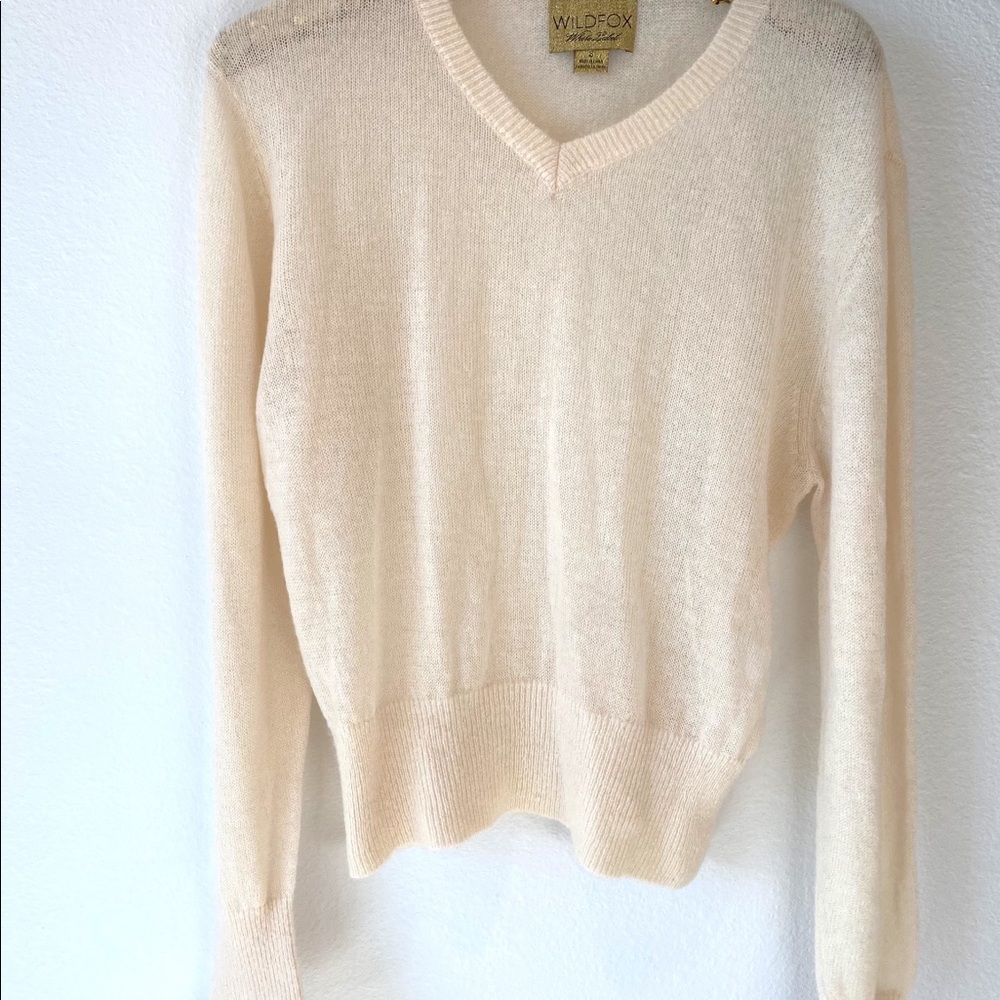 Wildfox White Label Cream Wool Blend Sweater | Cozy Slouchy Fit S